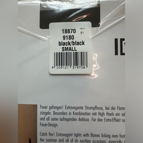 Wolford Flame Tights Black/Black Size S - Picture 4 of 6